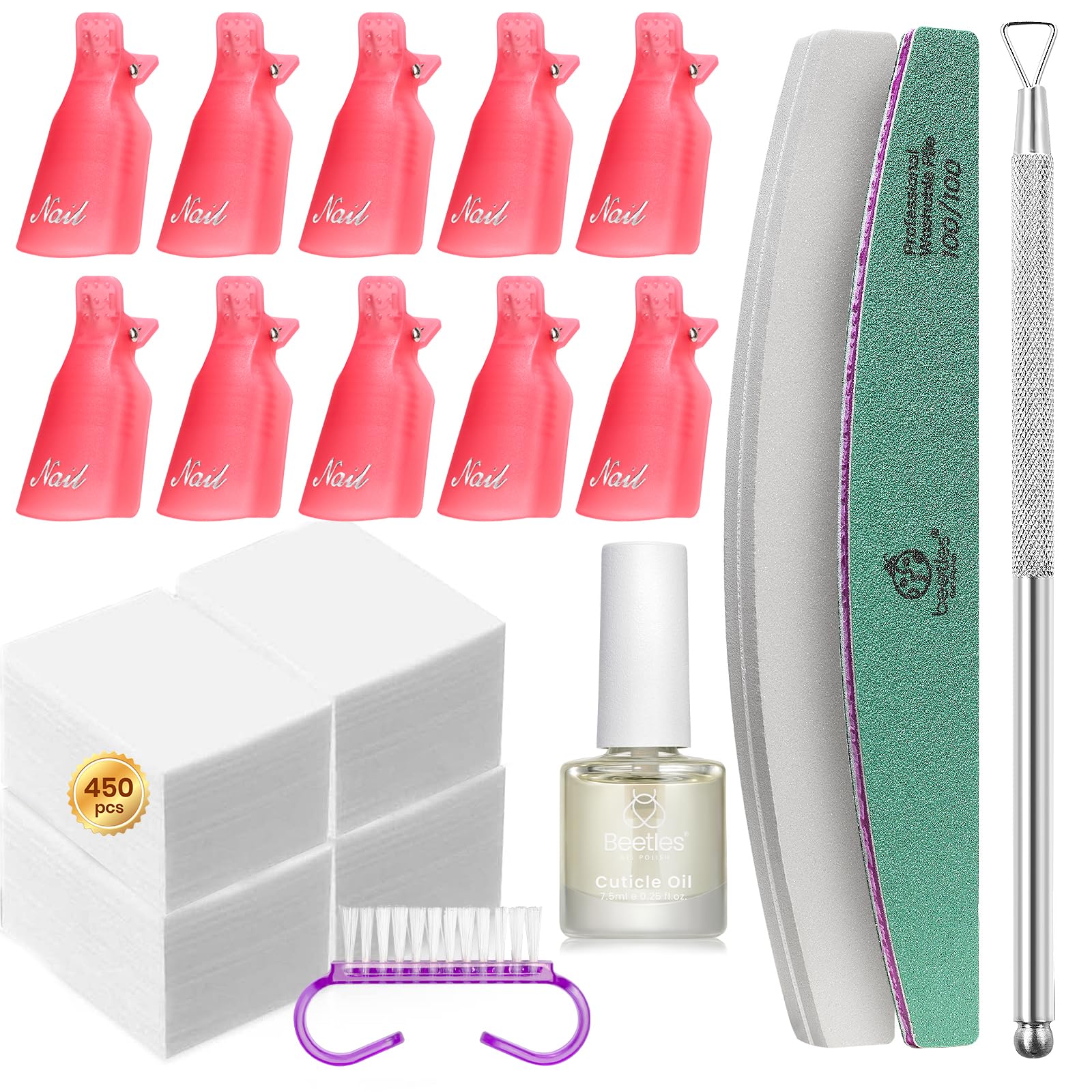 Beetles gel polish remover kit wrap image showing wraps around nails for easy at-home removal