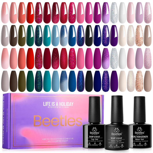 Beetles Gel Polish Set 39Pcs red burgundy swatches for bold nail art