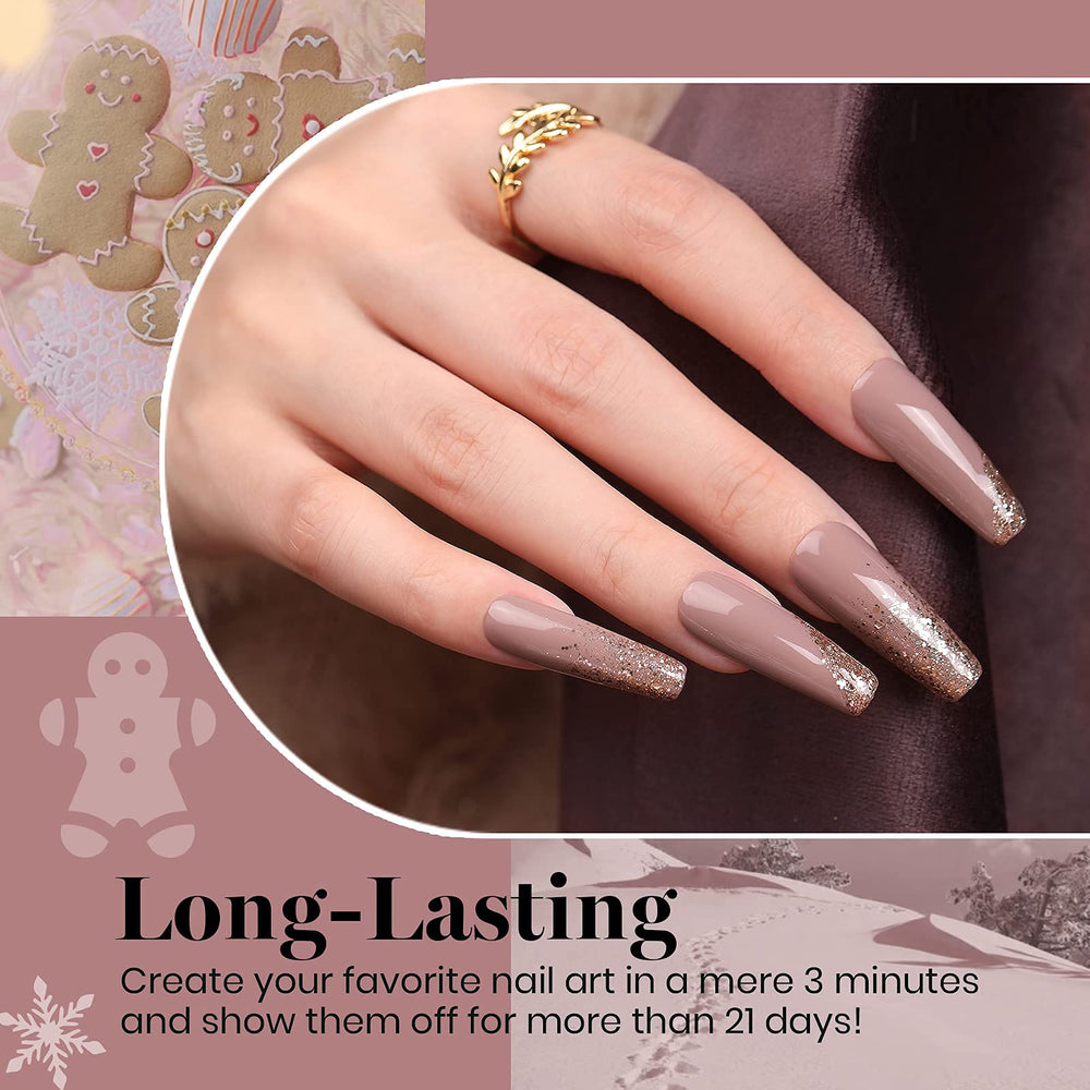 Beetles Gel Polish Set with burgundy and champagne gold swatches for sophisticated holiday nails