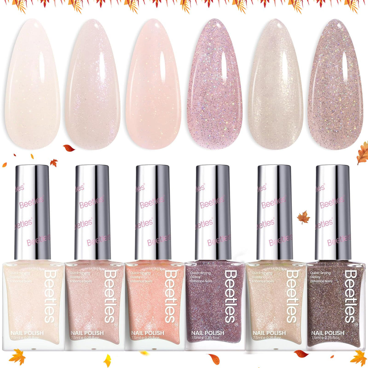 Beetles Gel Polish Set: six nude shades for versatile DIY manicures