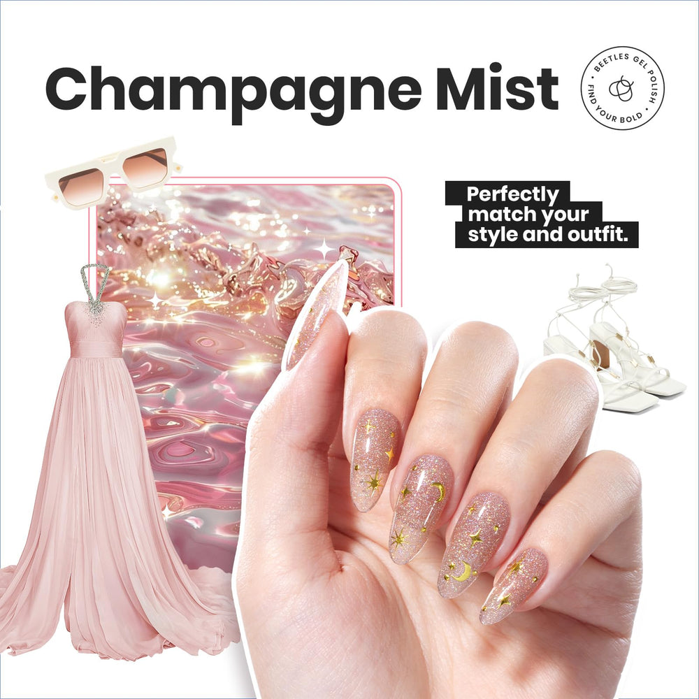Beetles Gel Polish Set: champagne mist shimmer adds subtle glow