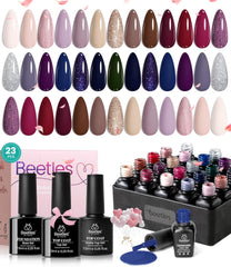 Beetles Gel Polish Set neutral shimmer colors for versatile at-home manicures.