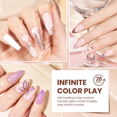 Beetles Gel Polish Set purple blue glitter bottle, vibrant nail art.