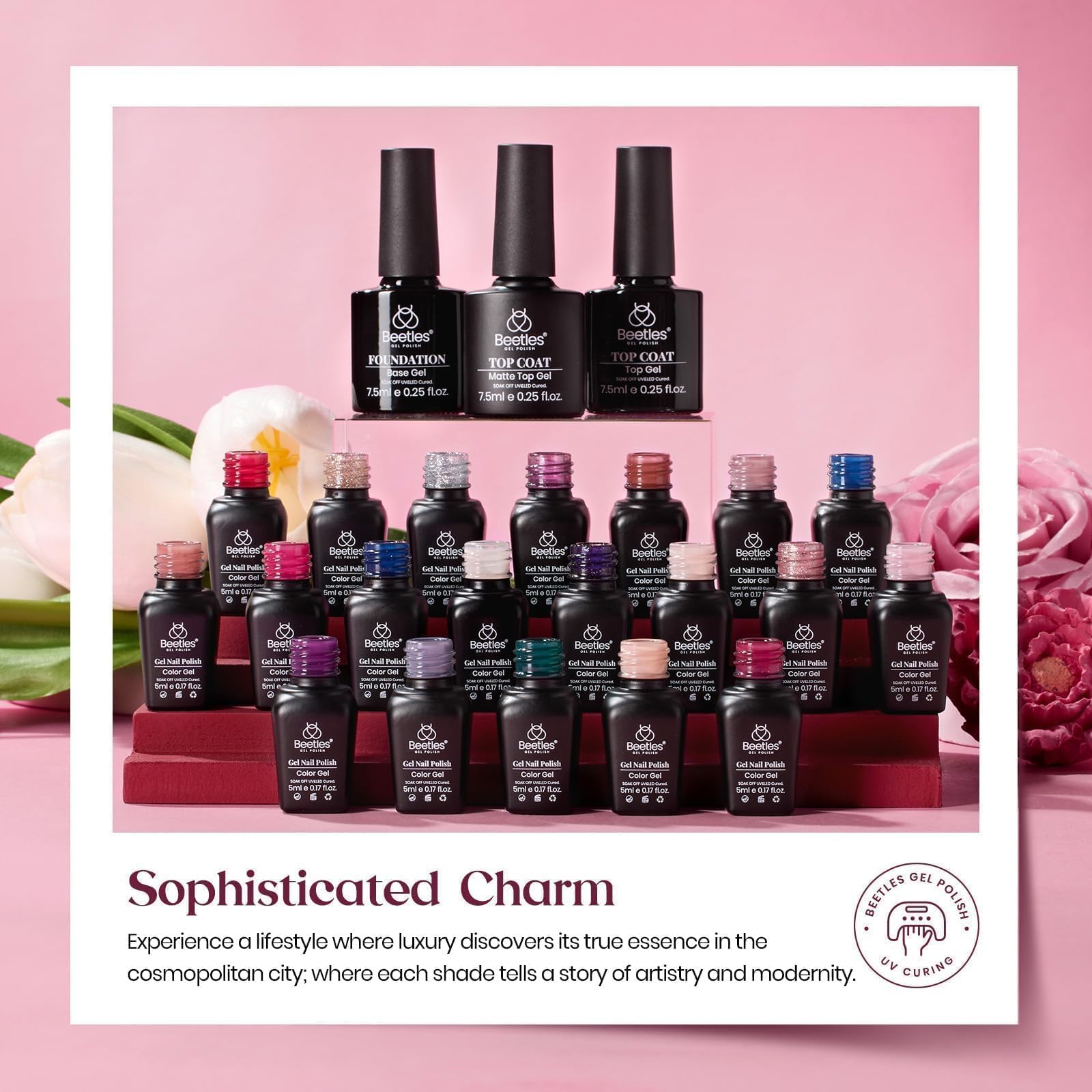 Beetles Gel Polish Set red glitter shade for bold fashion statements.