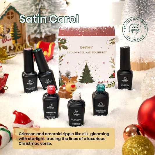 Beetles Gel Polish Stain Carol Glitter Green swatch with festive sparkle