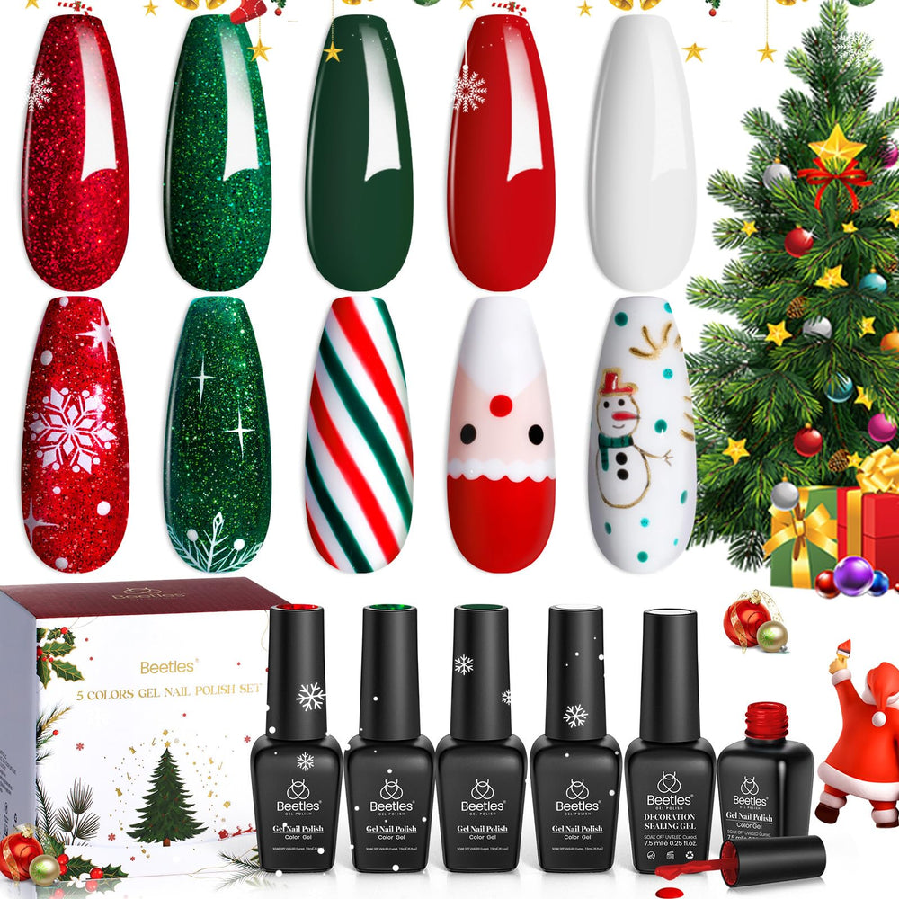 Beetles Gel Polish Stain Carol Snow White swatch showing a bright holiday finish