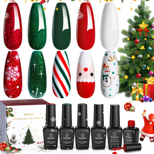 Beetles Gel Polish Stain Carol Snow White swatch showing a bright holiday finish