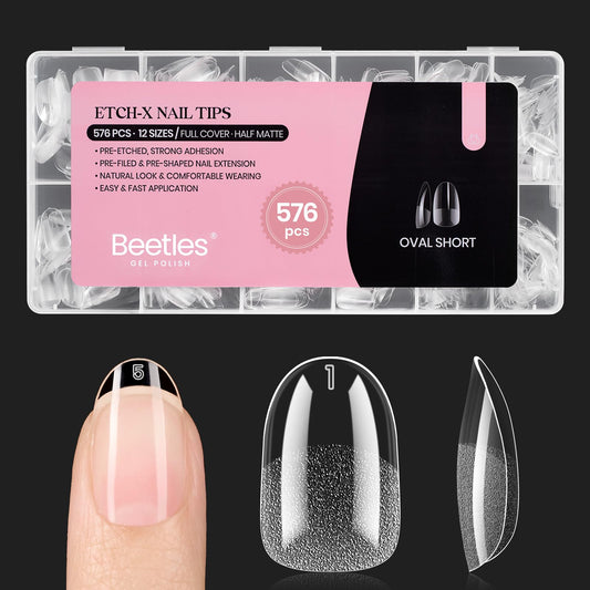 Beetles Gel Polish short oval nail tips for quick at-home manicure and flawless tips.