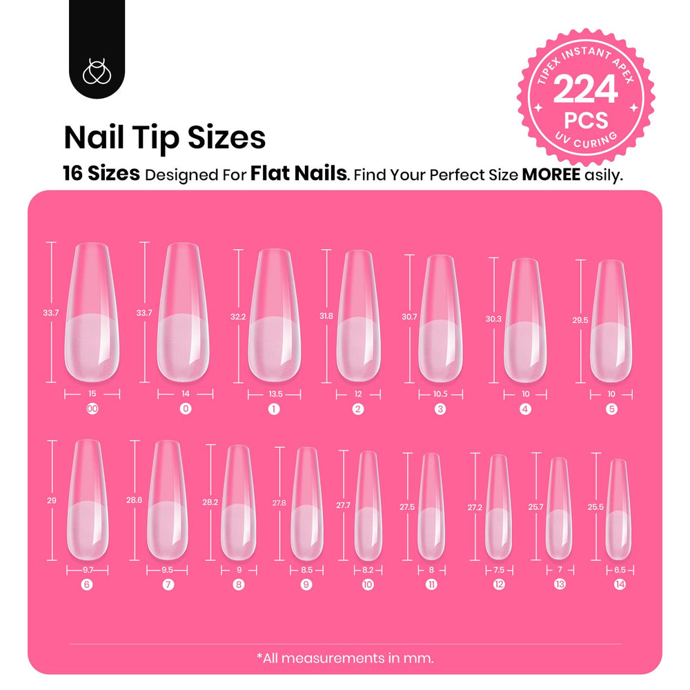 Beetles Gel Polish Tipex pre-etched tip sizes 16 for diverse nails.