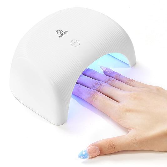 Beetles Gel Polish UV LED Nail Lamp front view highlights sleek design and fast cure for gel nails.