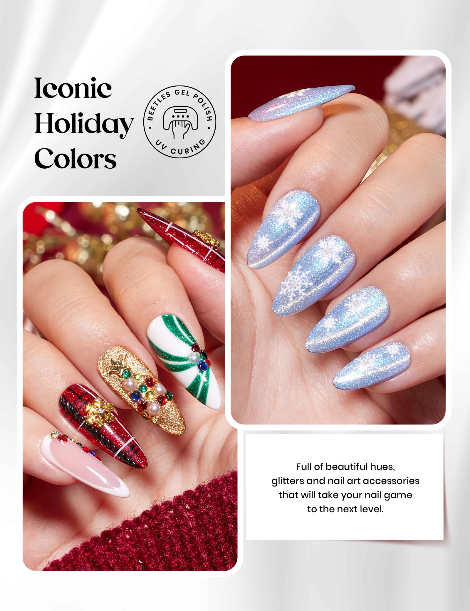 Beetles Gel Polish white glitter liner for delicate sparkling accents