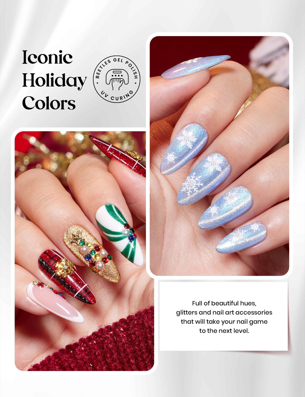 Beetles Gel Polish white glitter liner for delicate sparkling accents