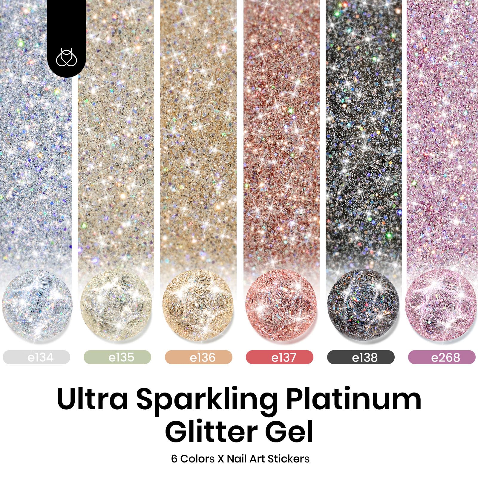 Beetles Glitter Gel Polish Diamond Shine black color swatch for bold nails.