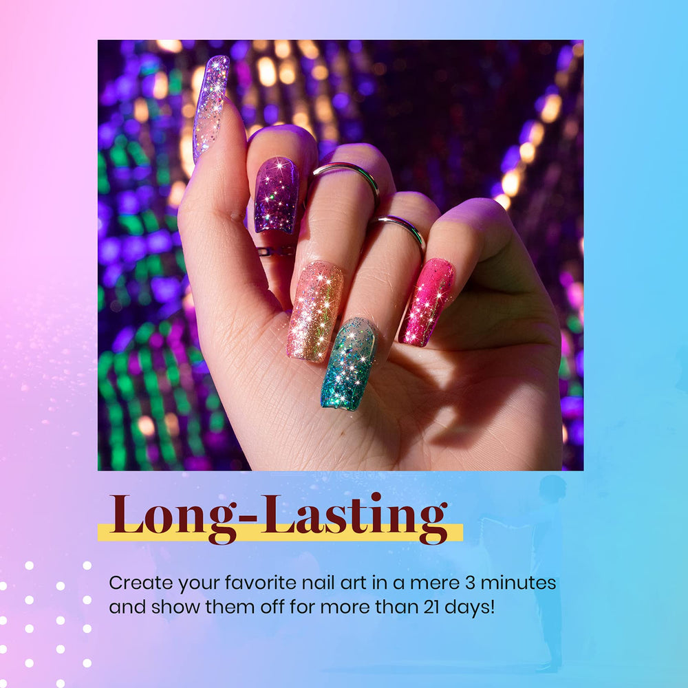 Beetles Glitter Gel Polish kit LED lamp curing for quick, even dries.