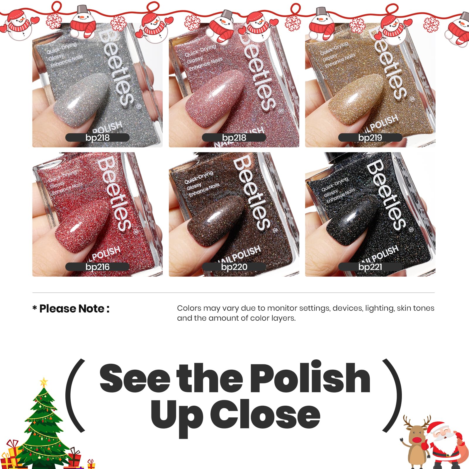 Beetles Glitter Nail Polish Set black bottle delivers dramatic depth and shine.