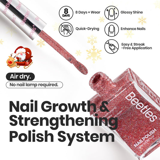 Beetles Glitter Nail Polish Set pink bottle adds shimmering charm and fast drying.