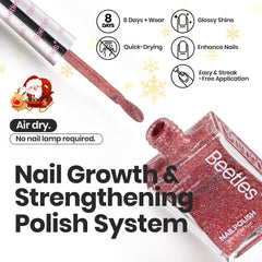 Beetles Glitter Nail Polish Set pink bottle adds shimmering charm and fast drying.