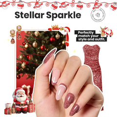 Beetles Glitter Nail Polish Set red bottle creates bold, festive nails.