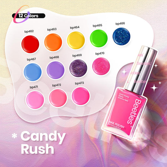 Beetles Glitter Neon Nail Polish Set hot pink swatch promoting bold party-ready nails