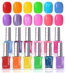 Beetles Glitter Neon Nail Polish Set packaging image showing 12 colors for easy at-home manicures