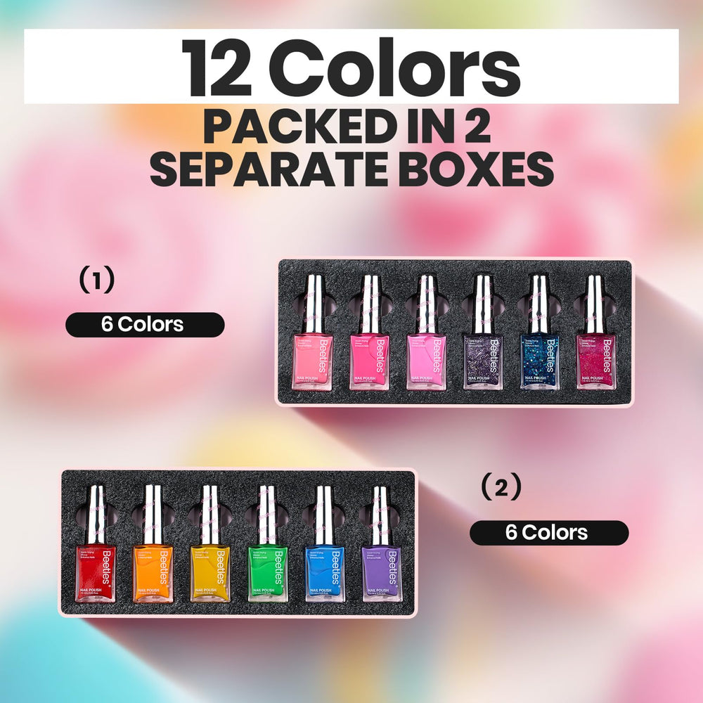 Beetles Glitter Neon Nail Polish Set two-coat application for quick, high-impact color