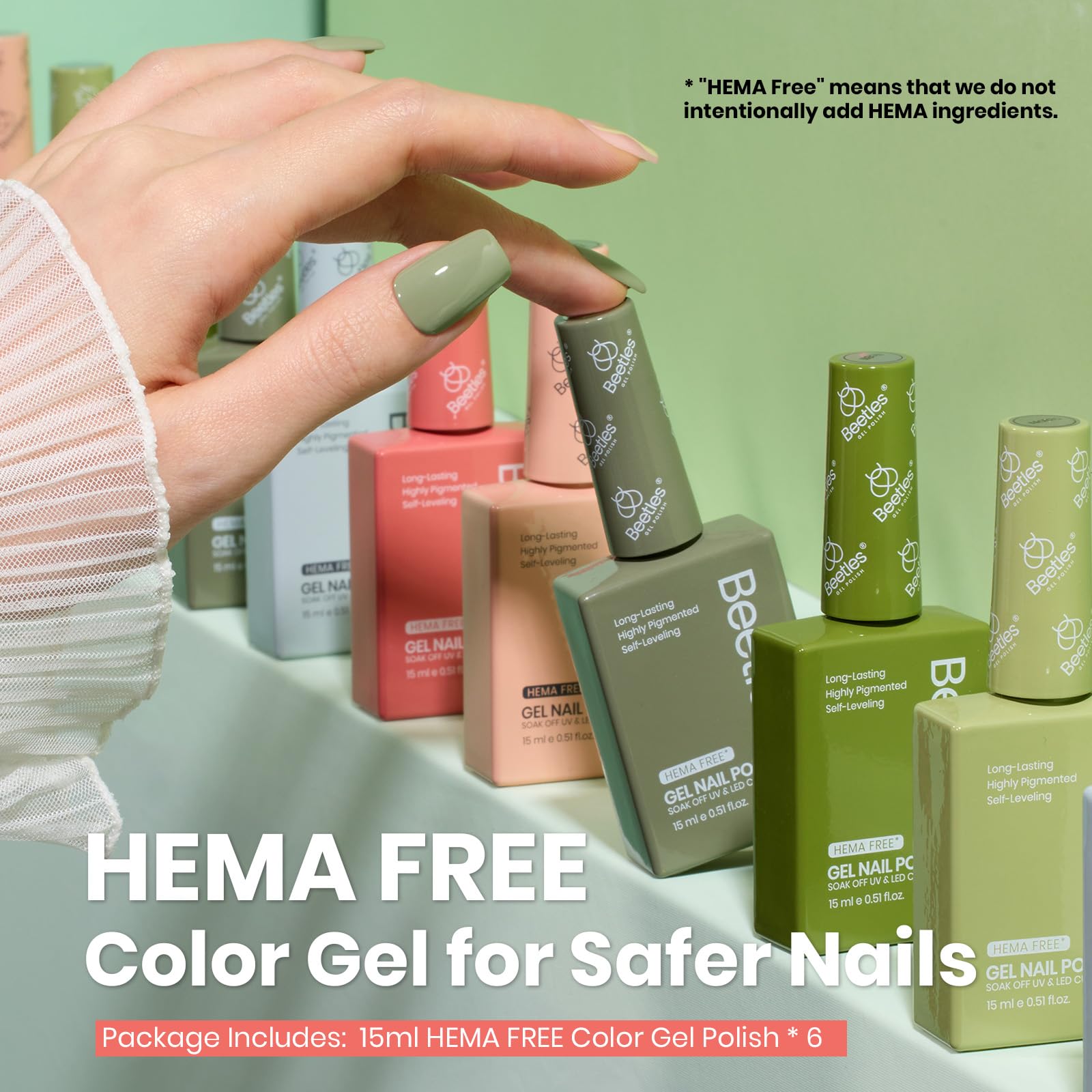 Beetles green nude pink shades for fresh seasonal looks.