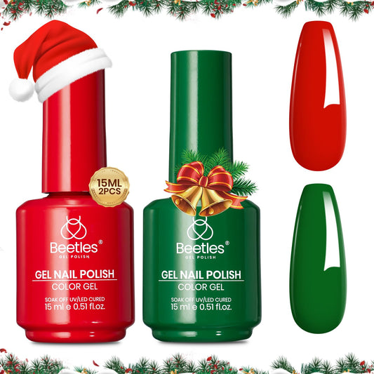 Beetles Green & Red Gel Polish Set packaging, ideal for gifting occasions.