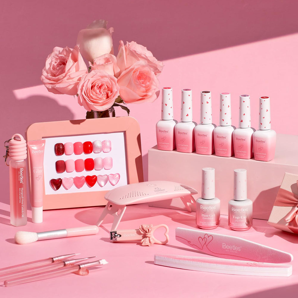 Beetles heart cat-eye gel red creates romantic nail art options