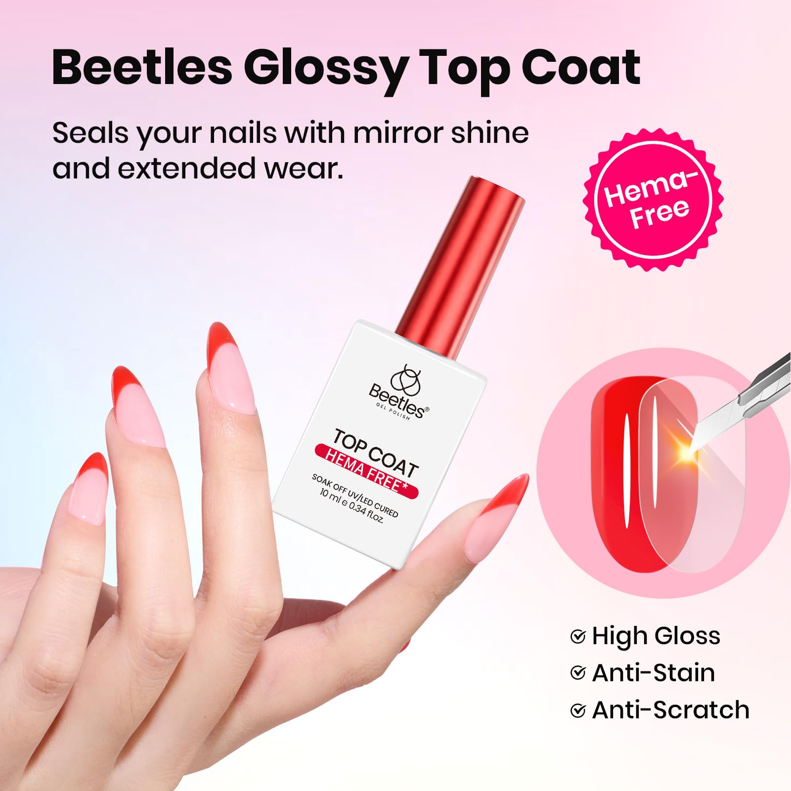 Beetles Hema-Free Glitter Top Coat bottle adds sparkle and depth
