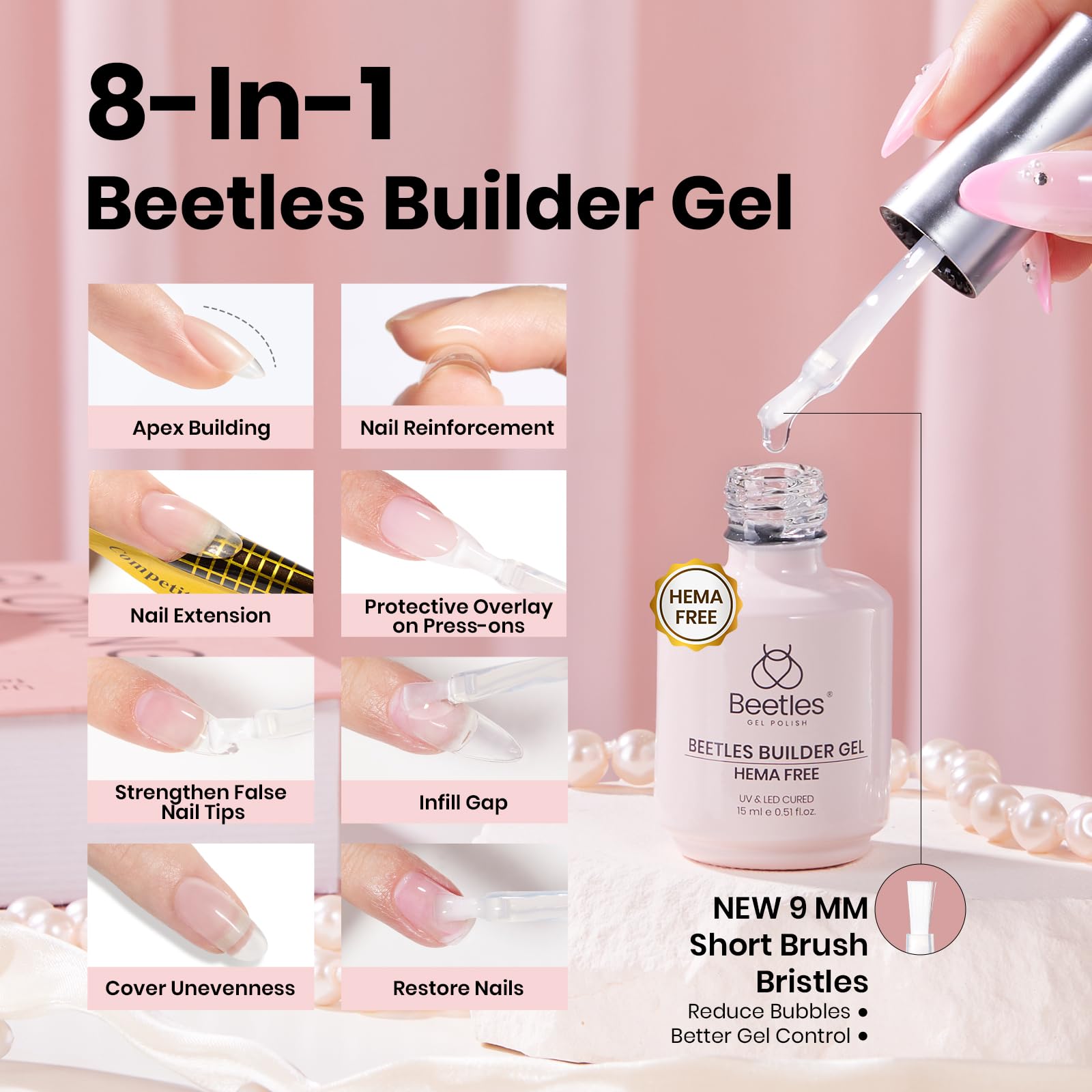 Beetles HEMA Free Builder Gel shaping nails during sculpting.