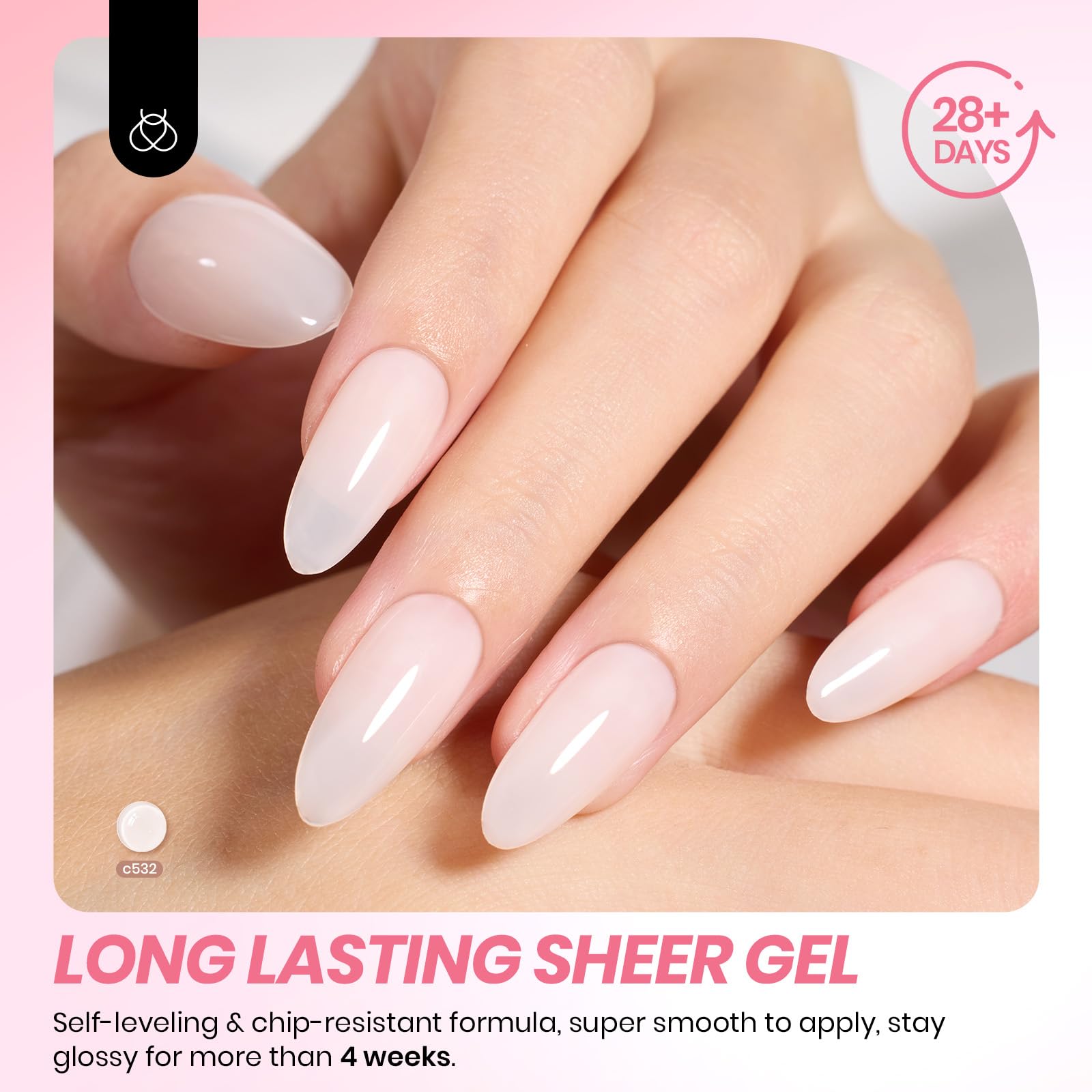 Beetles Jelly Gel Nail Polish Milky Pink shade for a soft, elegant manicure.