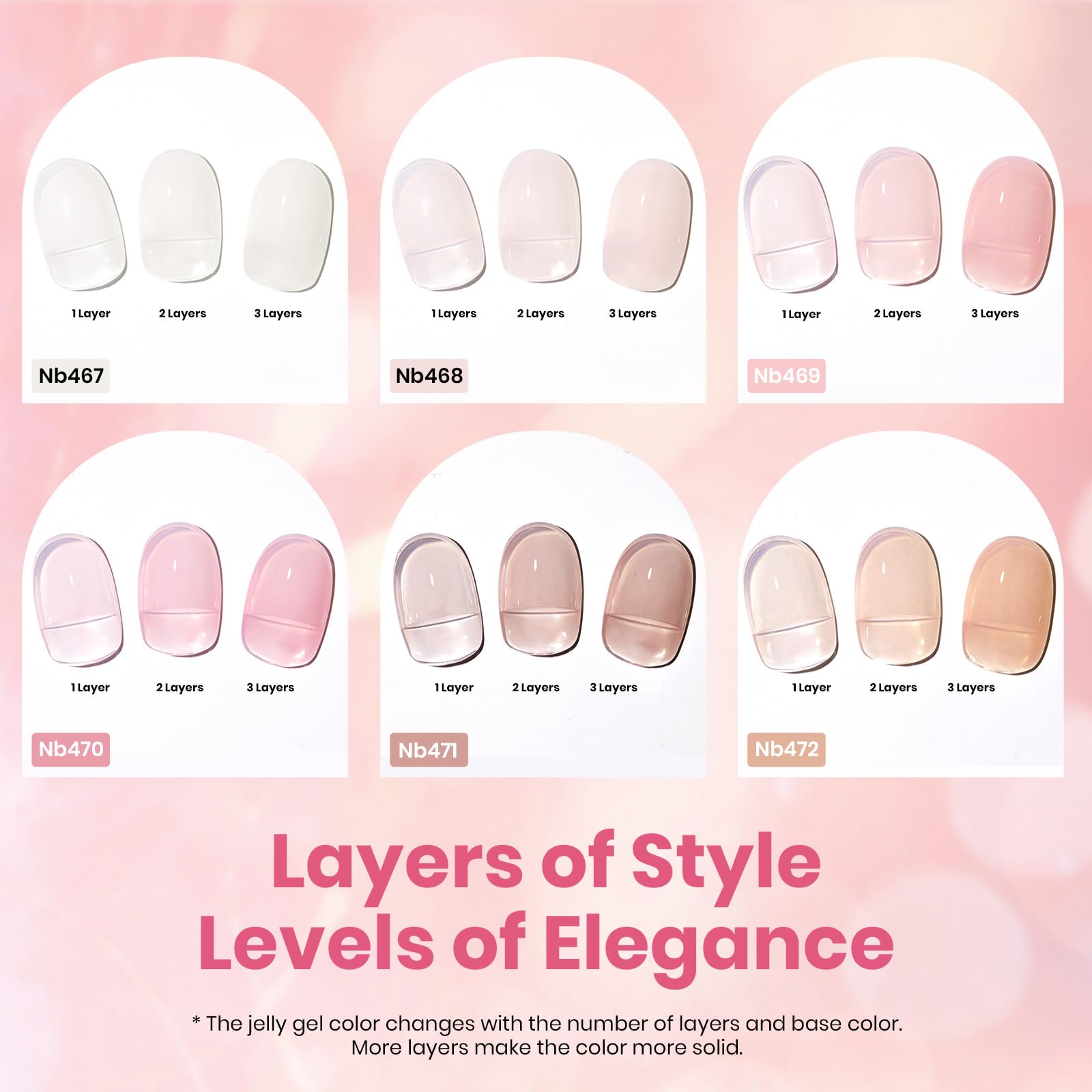 Beetles Jelly Gel bottle swatch demonstrates glass-like finish for premium manicure look.