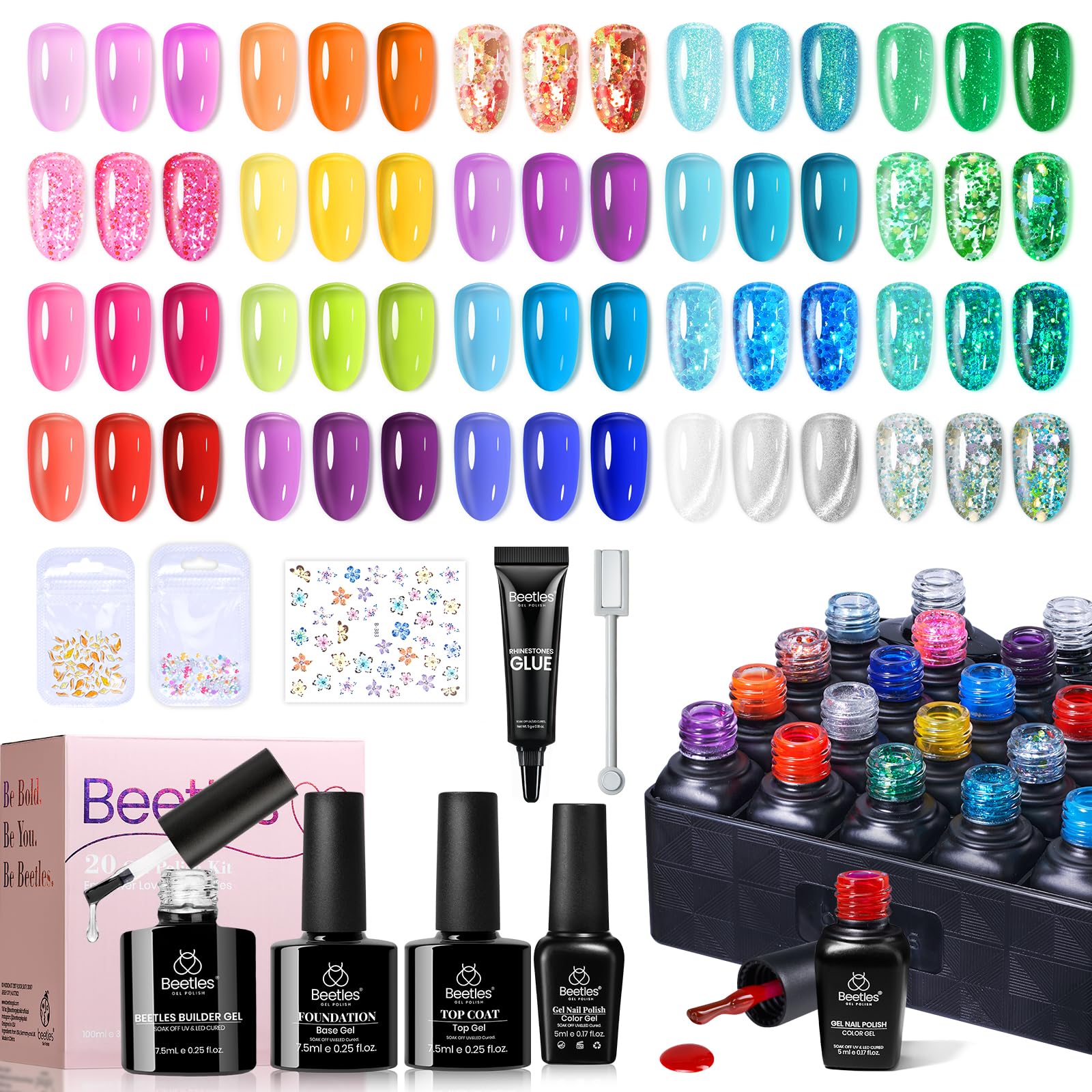 Beetles Jelly Gel Nail Polish Set Neon Cat Eye for vibrant at-home manicure