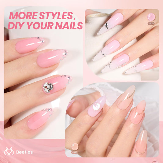 Beetles Jelly Gel Polish sheer nude texture shows translucent layering options.