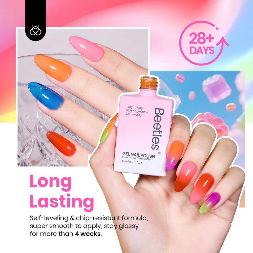 Beetles Jelly Gel Blue Nail Polish creates cool neon depth with glassy translucence