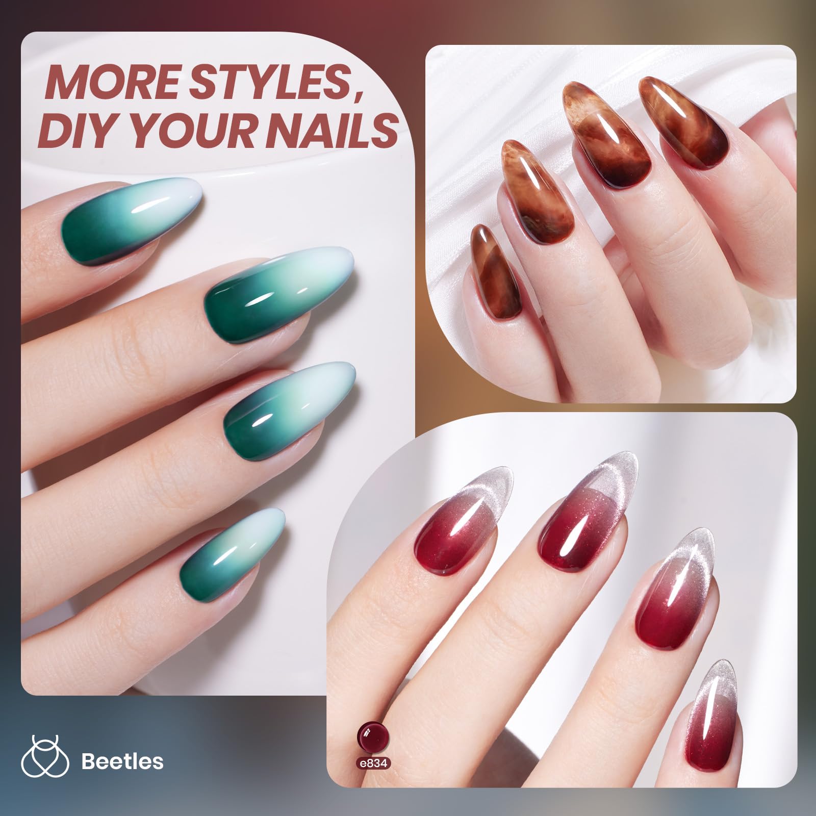 Beetles mocha brown jelly gel polish adds warm neutral depth.