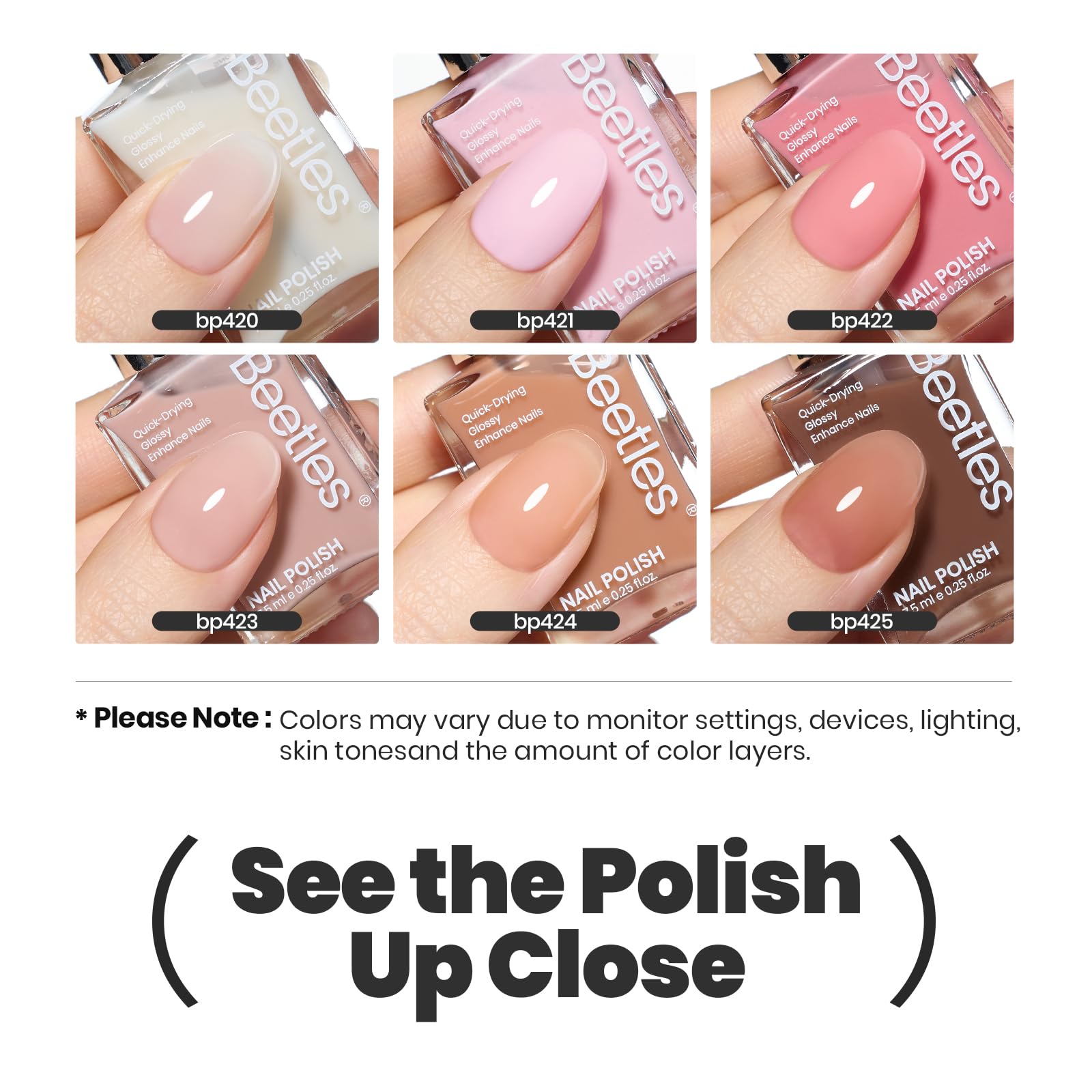 Beetles Jelly Nail Polish peach blossom swatch offers a smooth, even finish.