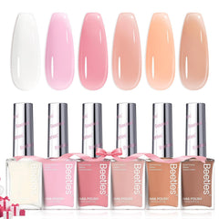 Beetles Jelly Nail Polish soft pink swatch demonstrates quick-dry, long-wear color.
