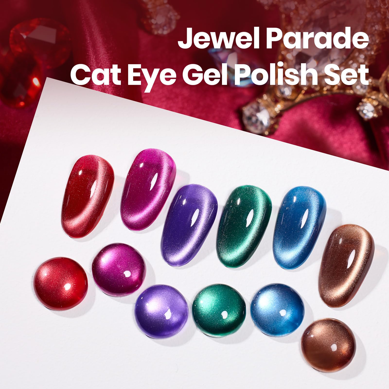 Beetles Jewel Parade Cat Eye Kit burgundy shade for rich manicure with shimmer