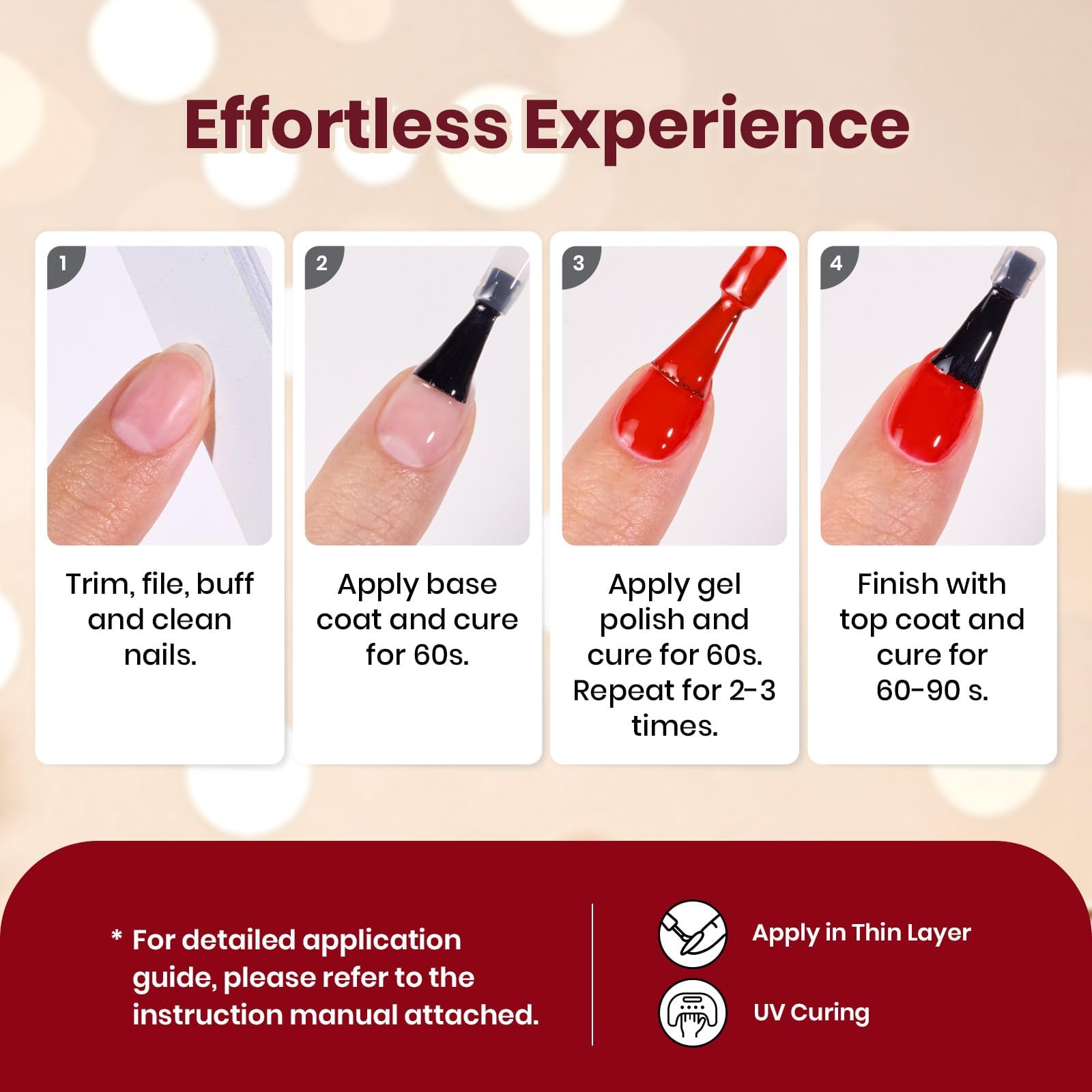 Beetles LED curing lamp beside nails showing quick cure polish application.