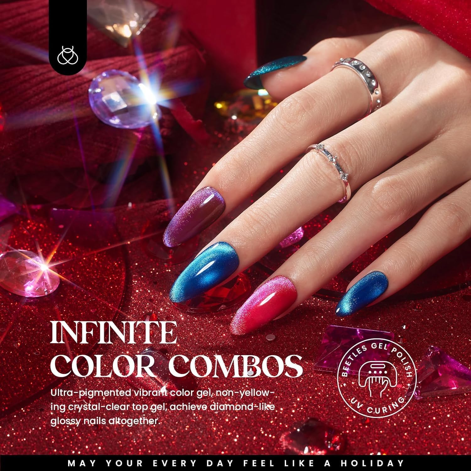 Beetles magnet pen enables dramatic cat eye designs on nails.