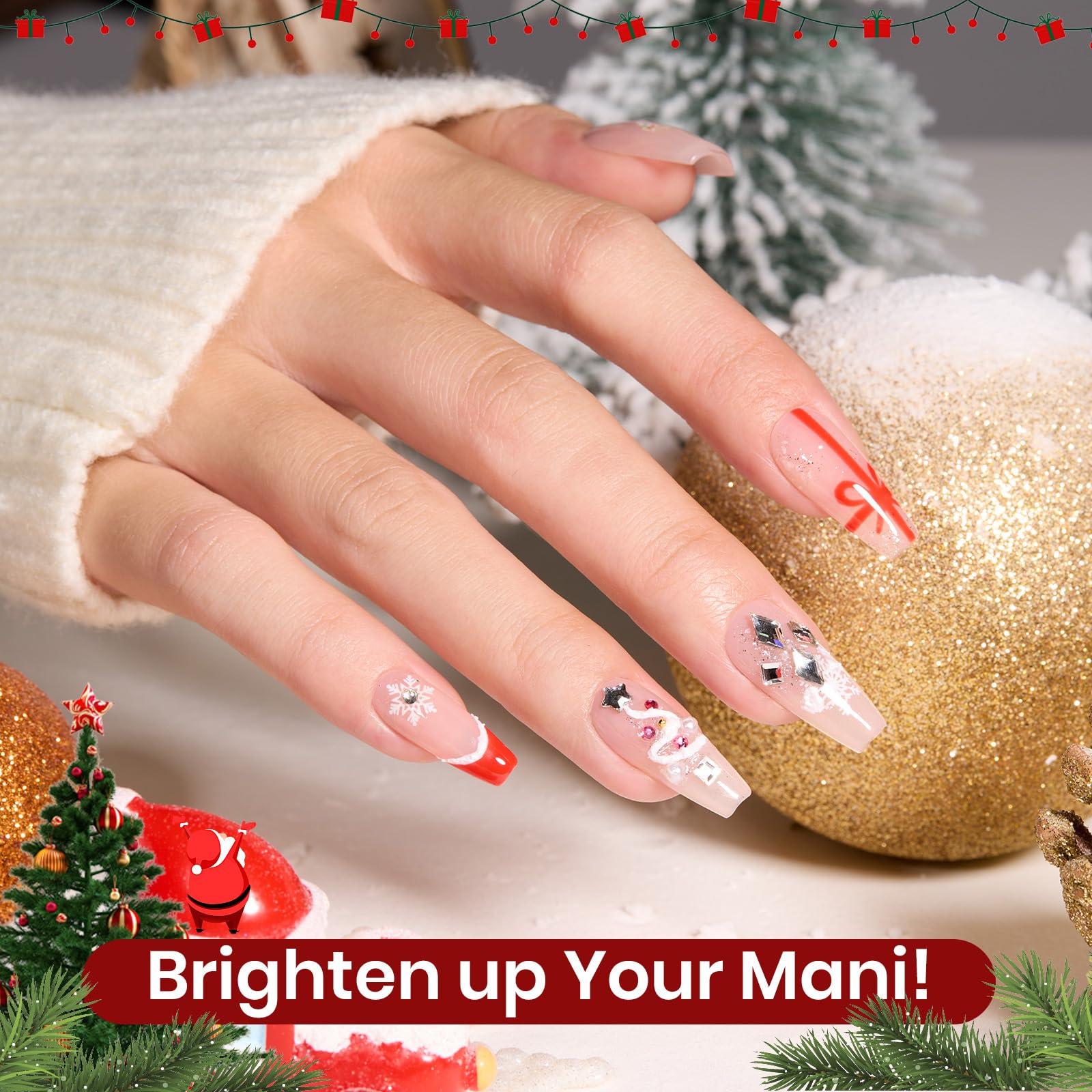 Beetles Merry Glow silver flash nails reflect light with holiday shine.