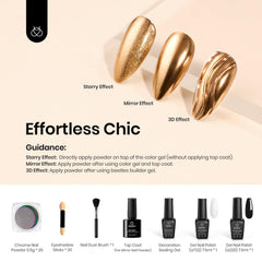 Beetles chrome powder on top coat bottle delivers durable mirror shine.