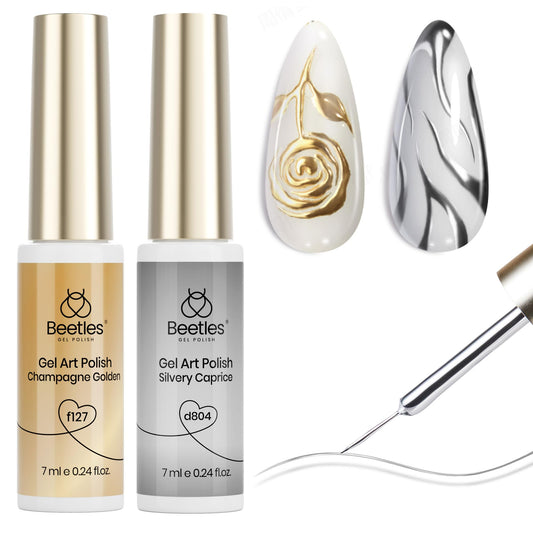 Beetles metallic nail liner in silver for a high-gloss chrome look on any manicure.