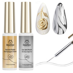 Beetles metallic nail liner in silver for a high-gloss chrome look on any manicure.