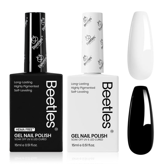 Beetles Monochrome Aesthetics collection: black and white bottles shown for quick shade recognition.