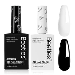 Beetles Monochrome Aesthetics collection: black and white bottles shown for quick shade recognition.