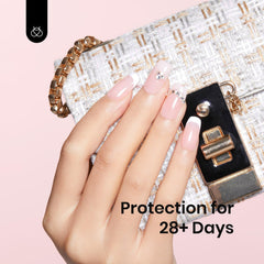 Beetles nail application with swatch shows easy shaping and even coverage.