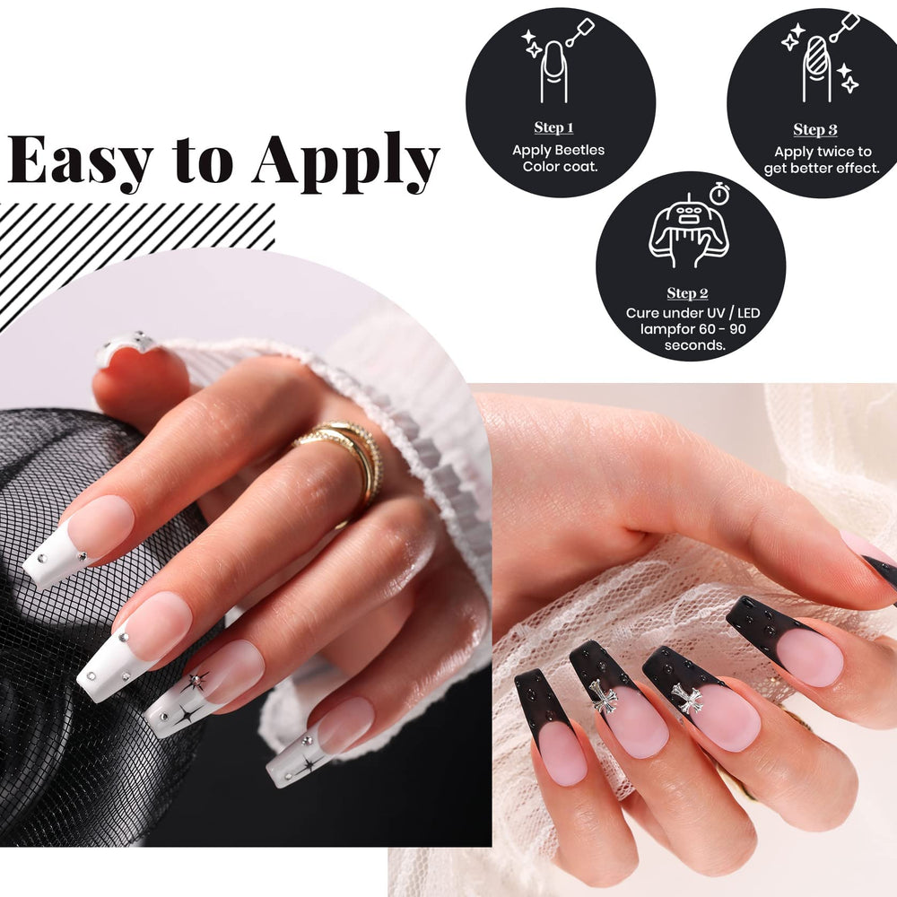 Beetles application-ready kit highlighting easy layering for French or art nails.