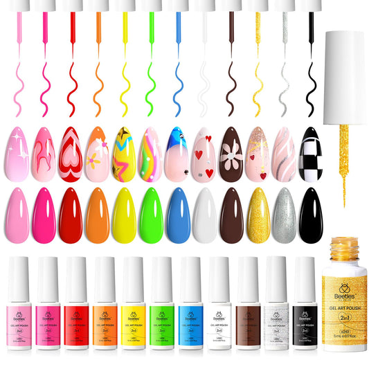 Beetles Nail Art Polish Set with 12 colors for versatile, long-lasting manicures.